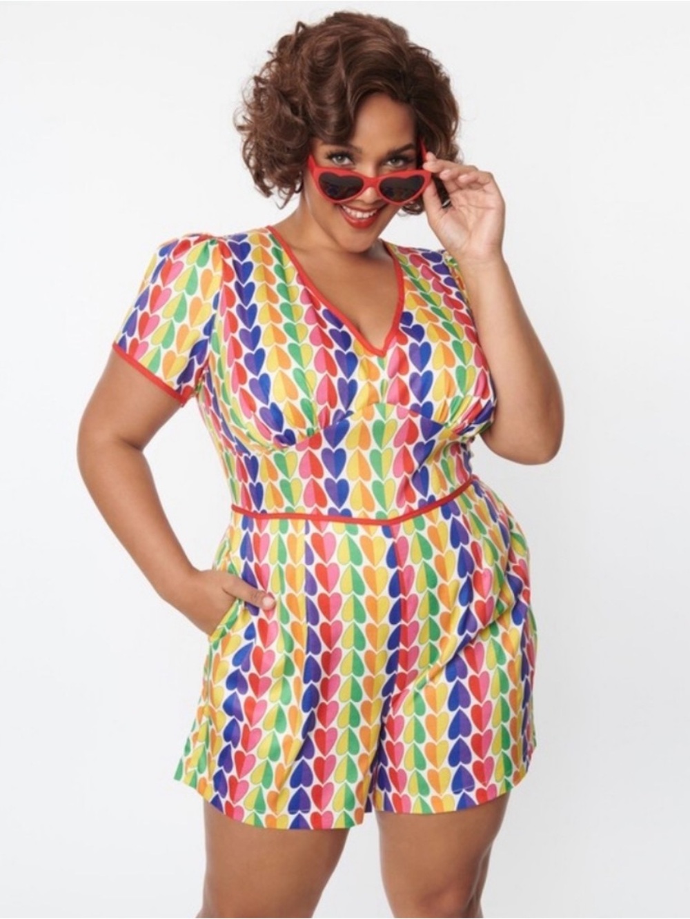 NEW Unique Vintage Rainbow Heart Romper Pride Dress 3X